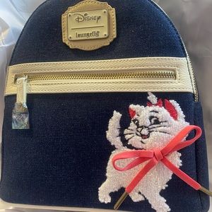 LOUNGEFLY DISNEY THE ARISTOCATS MARIE DENIM MINI BACKPACK